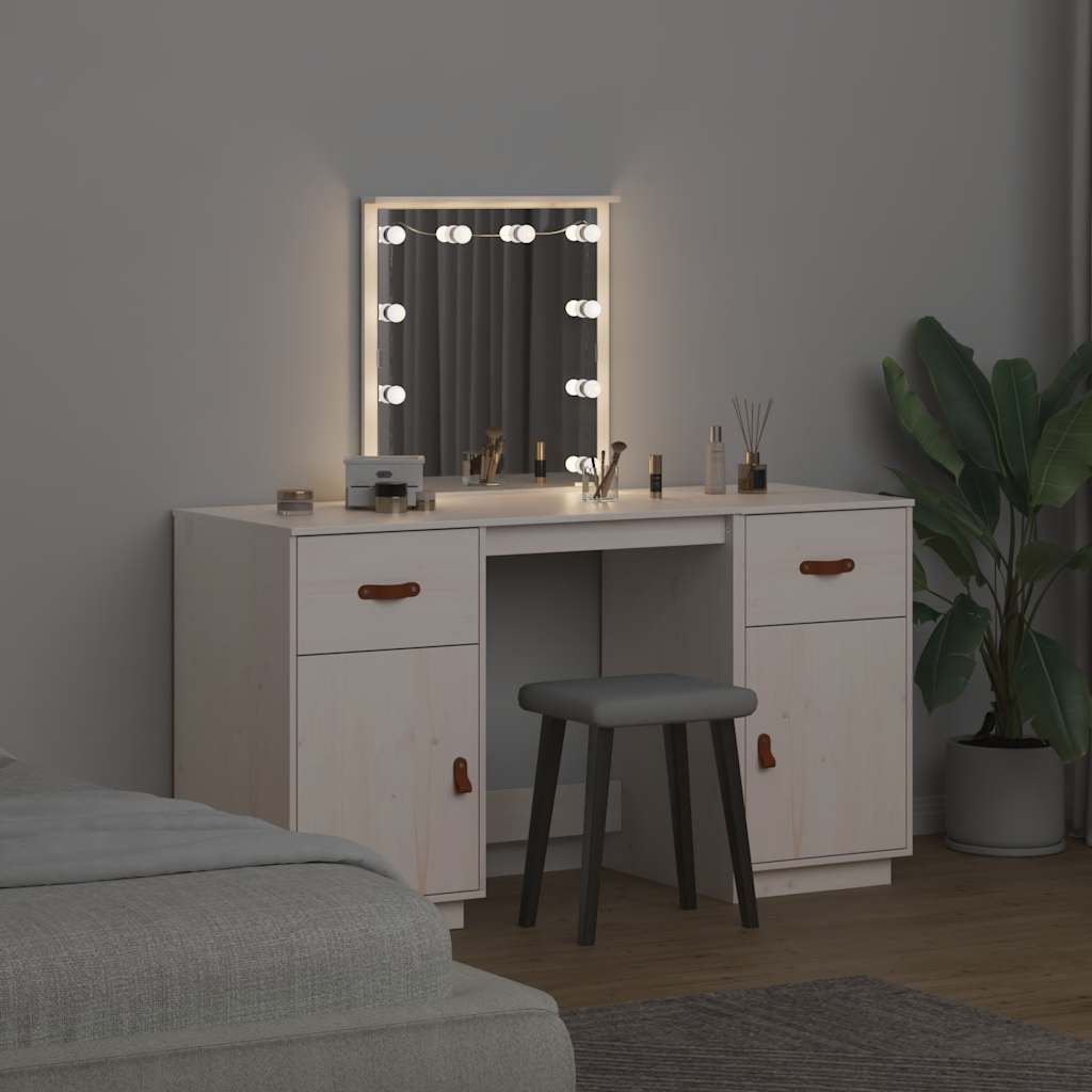 Dressing Table Set With Led Solid Wood Pine
